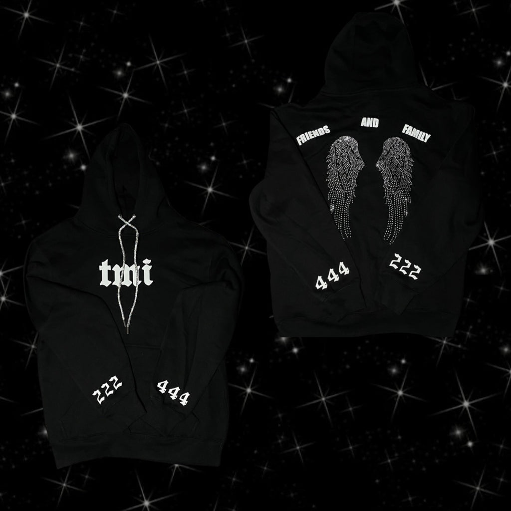 Friends & Family Angel Wing Hoodie Black with White Reflective