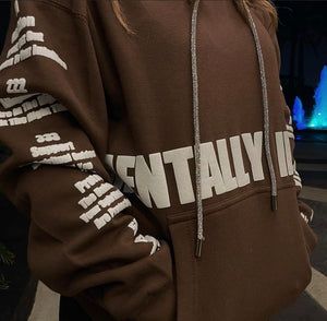 White Reflective TMI Angel Wing Hoodie Brown